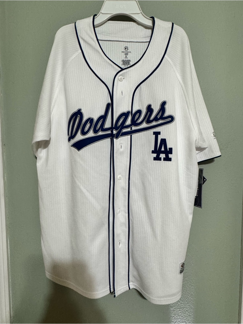 Los Angeles Dodgers White & Navy Button-Front Jersey